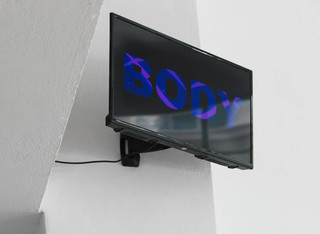 SOPHIE, 2021, Full-HD video, no sound, 2 min 14 sec, 32 inch screen, TV wall mount bracket, 46 x 73 x 7 cm