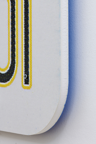 10 of Clubs (back to binary), 2020.
UV print on foam board, rhinestones, screws,
170 x 114 x 1.9 cm (detail)
