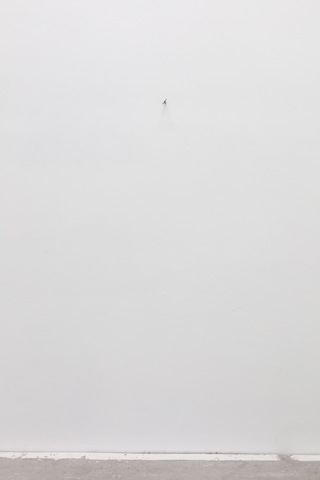 Key hammered into wall, 2023. Security key, wall, 3 x 2 x 7.5 cm, in: Sinaida Michalskaja and Jessica Andrey Bogush, Drei Schwestern, 2023, Shahin Zarinbal, Berlin 