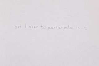 Dream of Shame, 2023. Pencil on 4 walls,
(quote from Shame by Ingmar Bergman), dimensions variable 